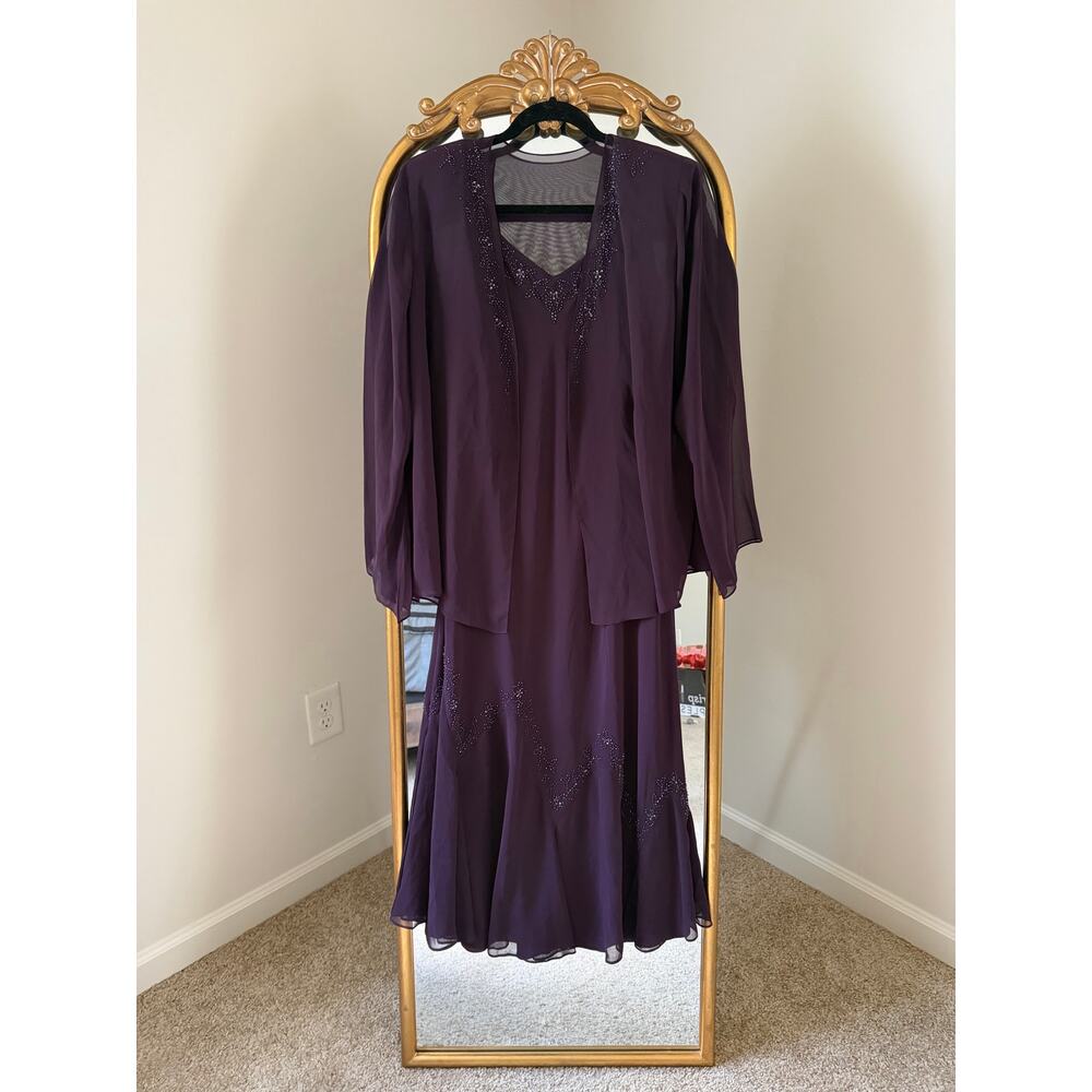 Vintage Y2K 90s David's Bridal Purple Beaded Whimsigoth Dress - Picture 7 of 15